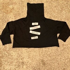 Peace Love World Black Hoodie with Inspirational Text oversized